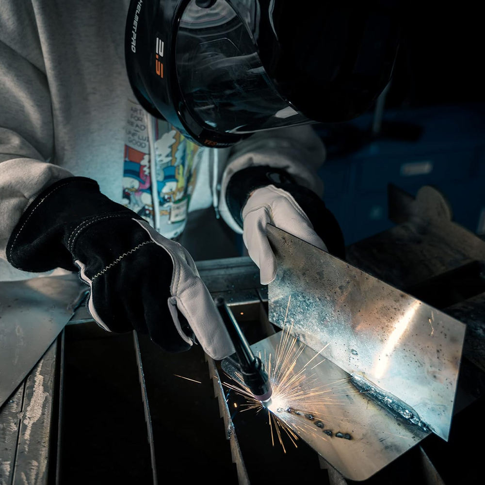 Goat Skin Leather Rigger Gloves Industrial Protective Work Gloves With Strong Grip & Reinforced Stitching