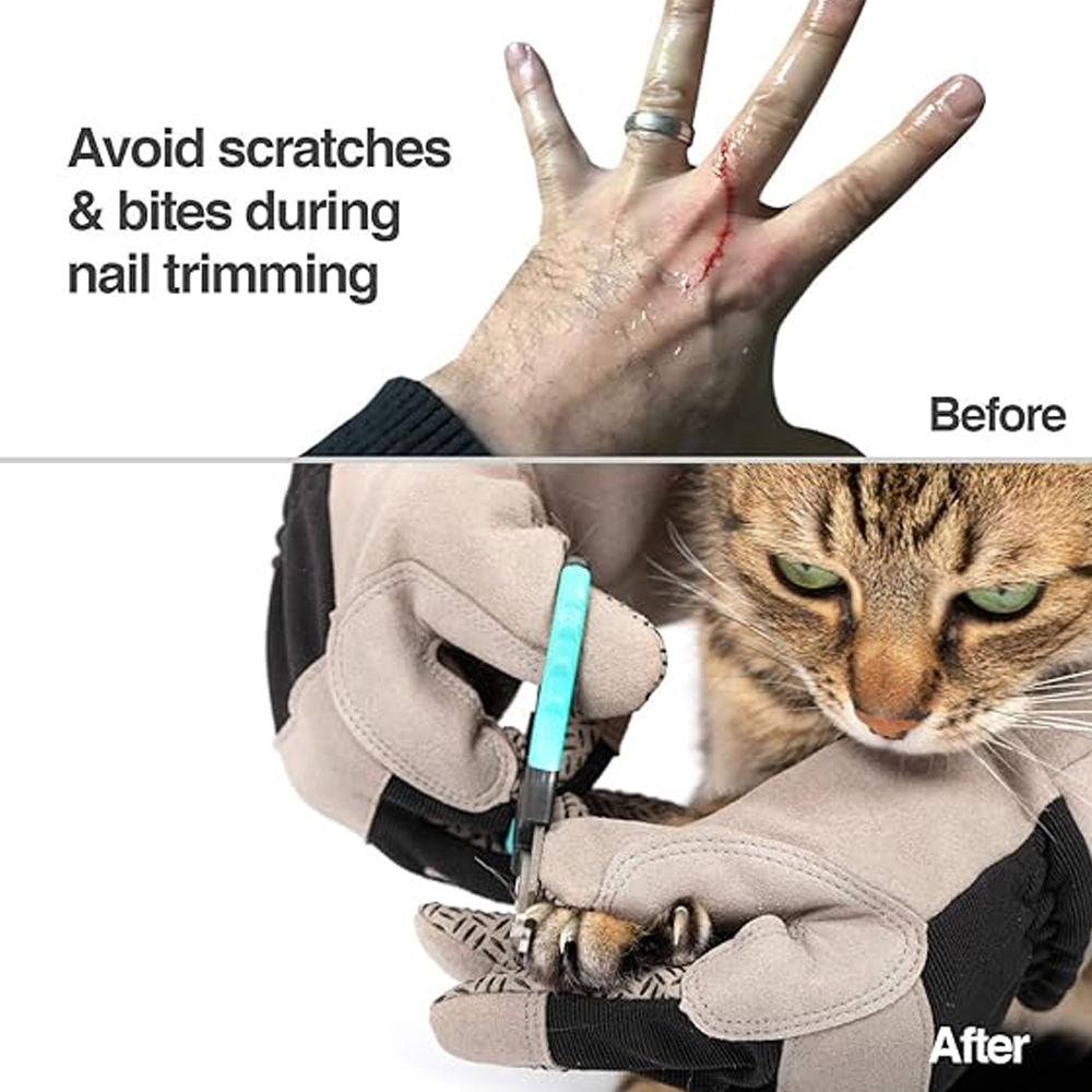 Animal Handling Gloves Bite Proof Double Leather Padding Cat Dog Scratch Snake Bite Gloves