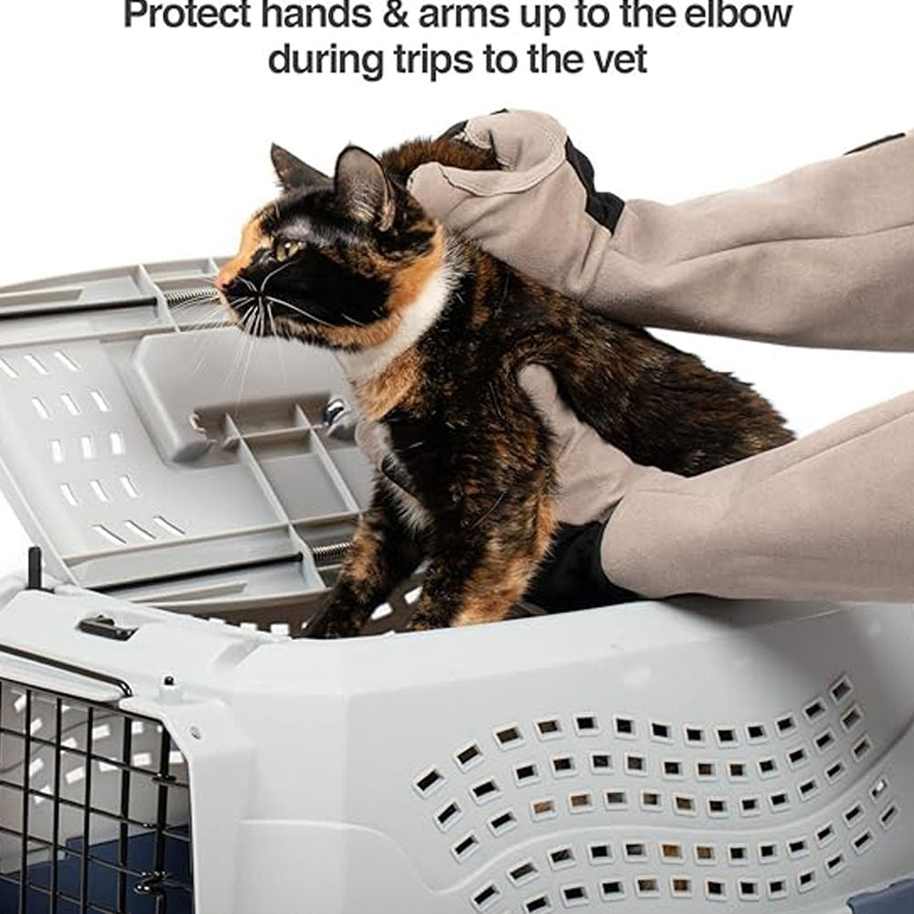 Animal Handling Gloves Bite Proof Double Leather Padding Cat Dog Scratch Snake Bite Gloves