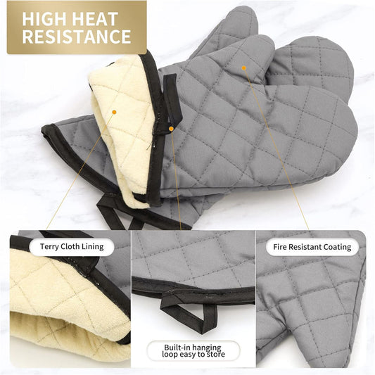 Best Newest Product Heat Resistant Quilted Cotton Cooking Gloves Oven Mitts For Baking And Grilling