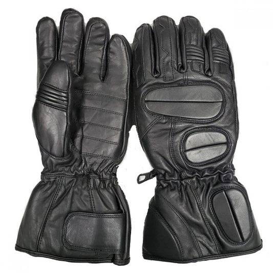 Leather Snowmobile Gloves Men's Short cuff Gauntlet Black