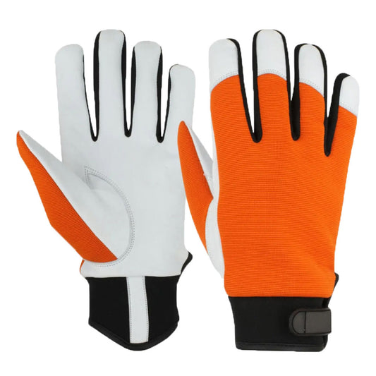 Wholesale Rate Good Quality In Orange With White & Black Color Safety Wear Trendy Product Assembly Gloves
